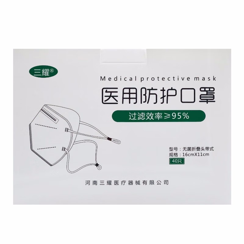 三耀折疊頭戴式醫用防護口罩頭戴式N95口罩圖片1