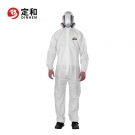 定和DH5010連體帶帽白色覆膜無紡布限次使用防護服