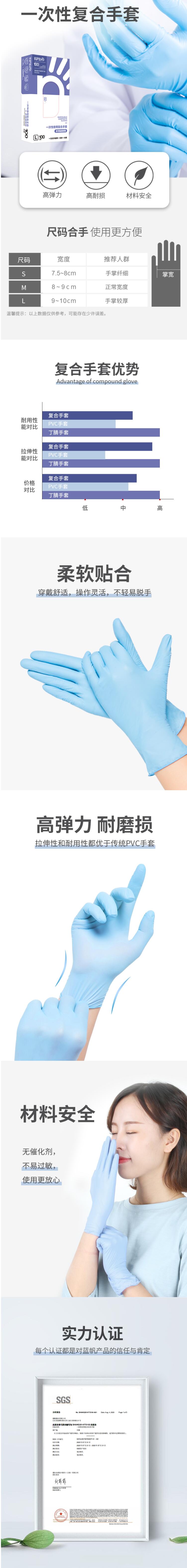 藍(lán)帆醫(yī)療C2176一次性耐磨PVC手套圖片