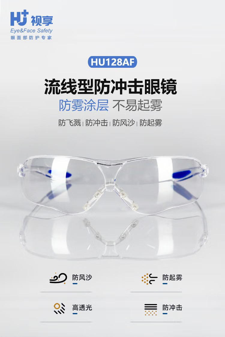 呼享HU128AF流線(xiàn)型防沖擊防霧眼鏡1
