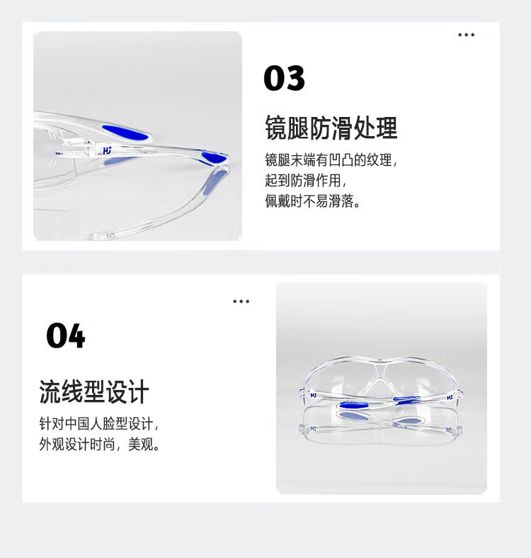 呼享HU128AF流線(xiàn)型防沖擊防霧眼鏡5