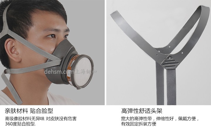 3M3200化工噴漆防毒面具高級橡膠材質(zhì)，頭帶舒適